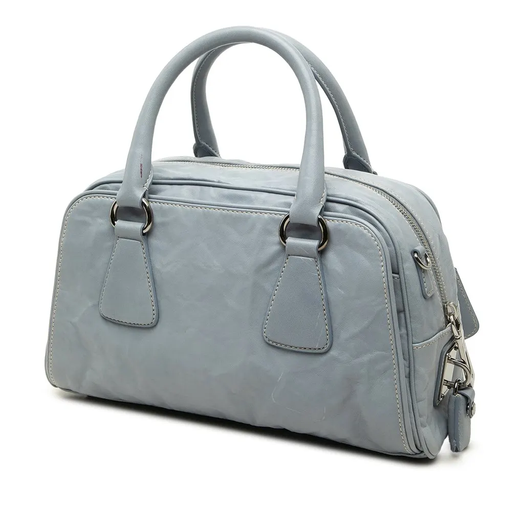 Prada Nappa Antique Re Edition 2001 Top Handle Bag Blue Leather Very good - Back View