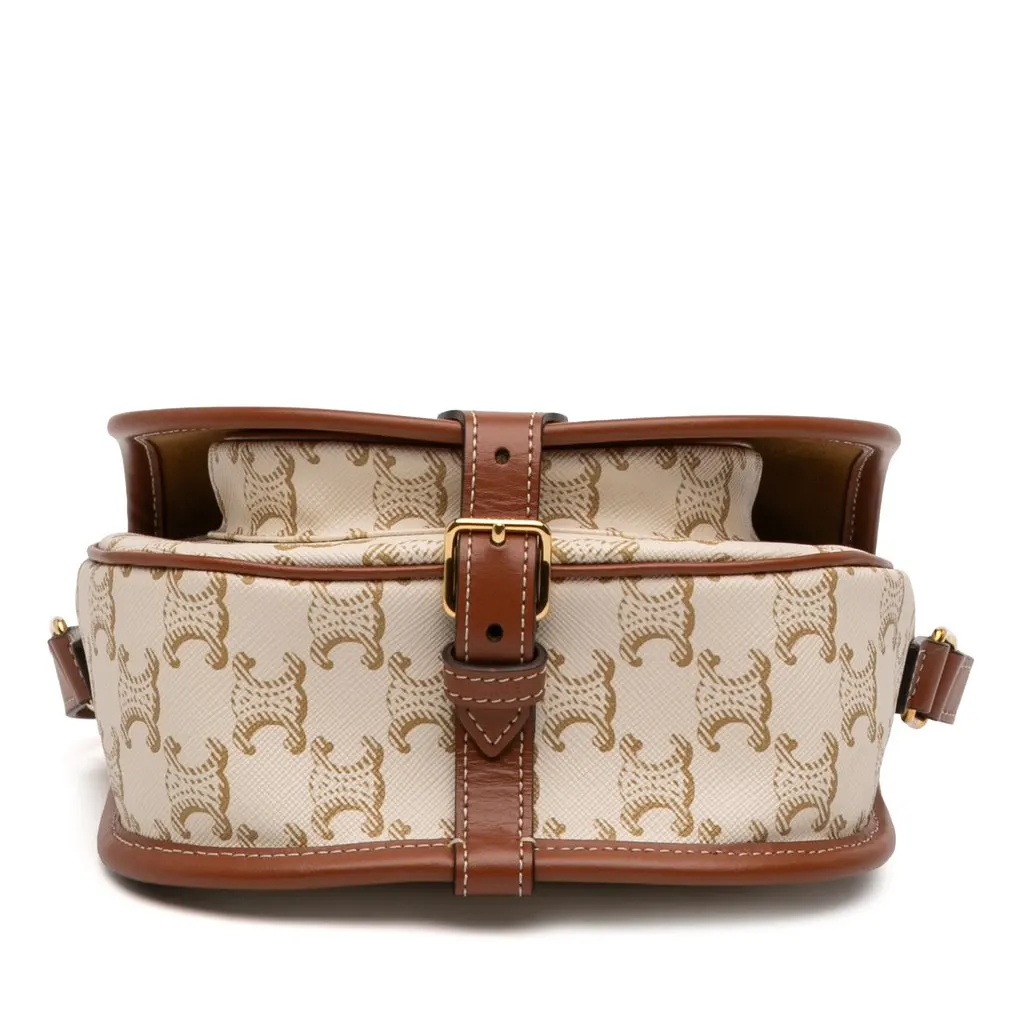 Celine Medium Triomphe Coated Canvas Folco Crossbody White Very good - Inside View