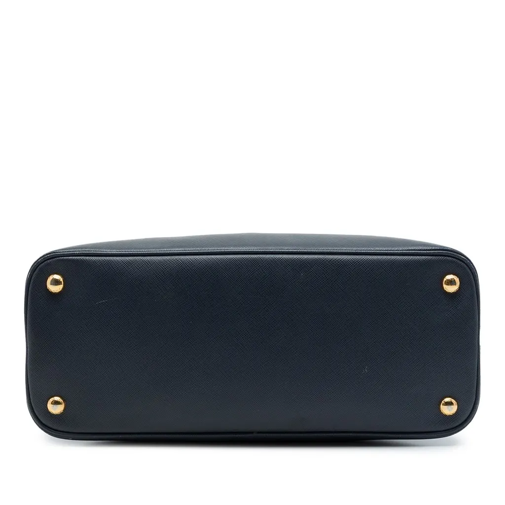 Prada Medium Saffiano Lux Promenade Satchel Blue Leather Good - Inside View