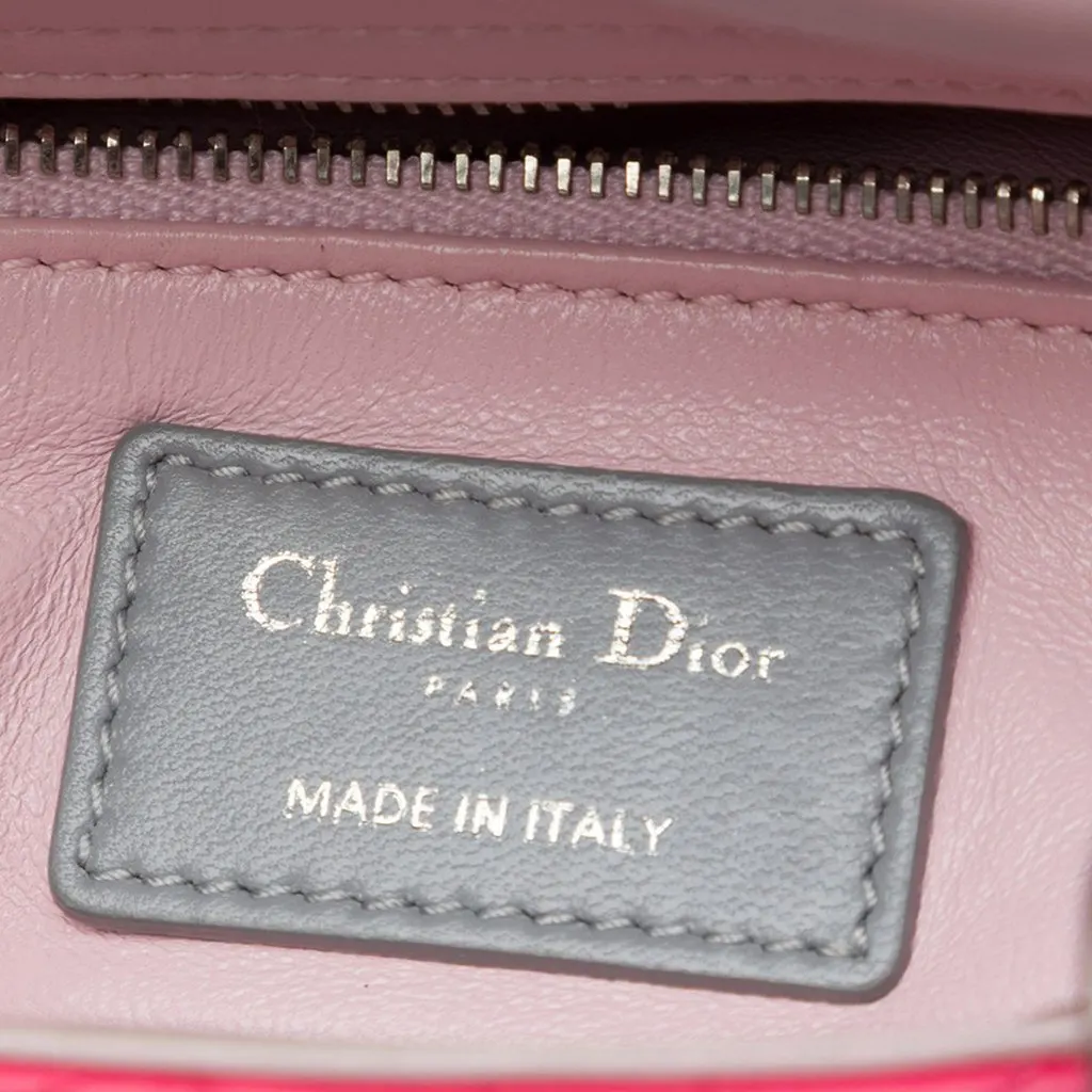Dior Mini Tricolor Lambskin Cannage Lady Dior Pink Leather Good - Box View