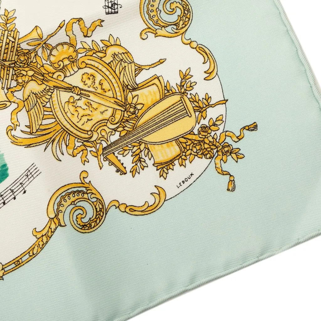 Hermès Chansons de France Silk Pocket Square Scarf 45 White Silk Never worn - Box View