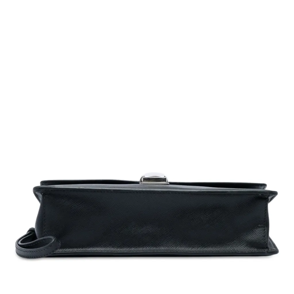 Prada Bicolor Saffiano Push Lock Clutch Black Leather Very good - Inside View
