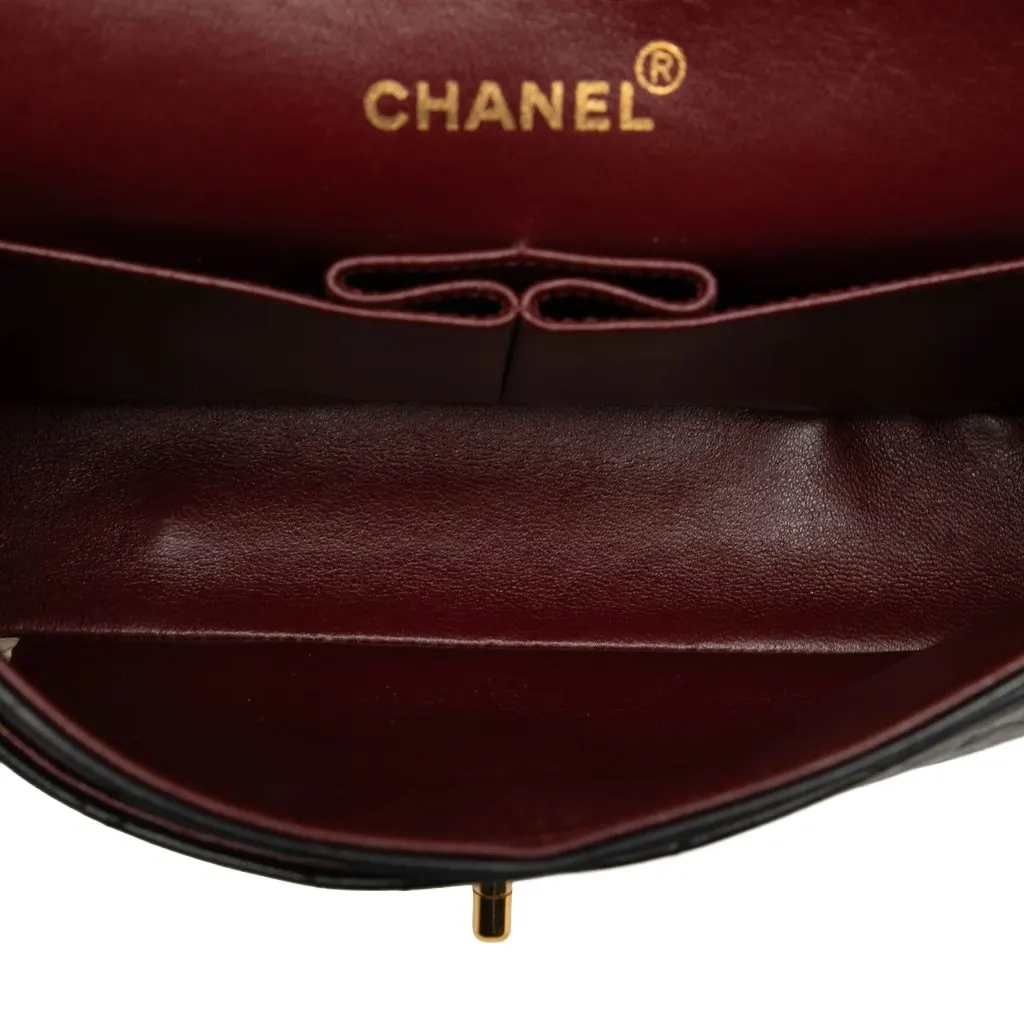 Chanel Small Classic Lambskin Double Flap Black Leather Good - Model View