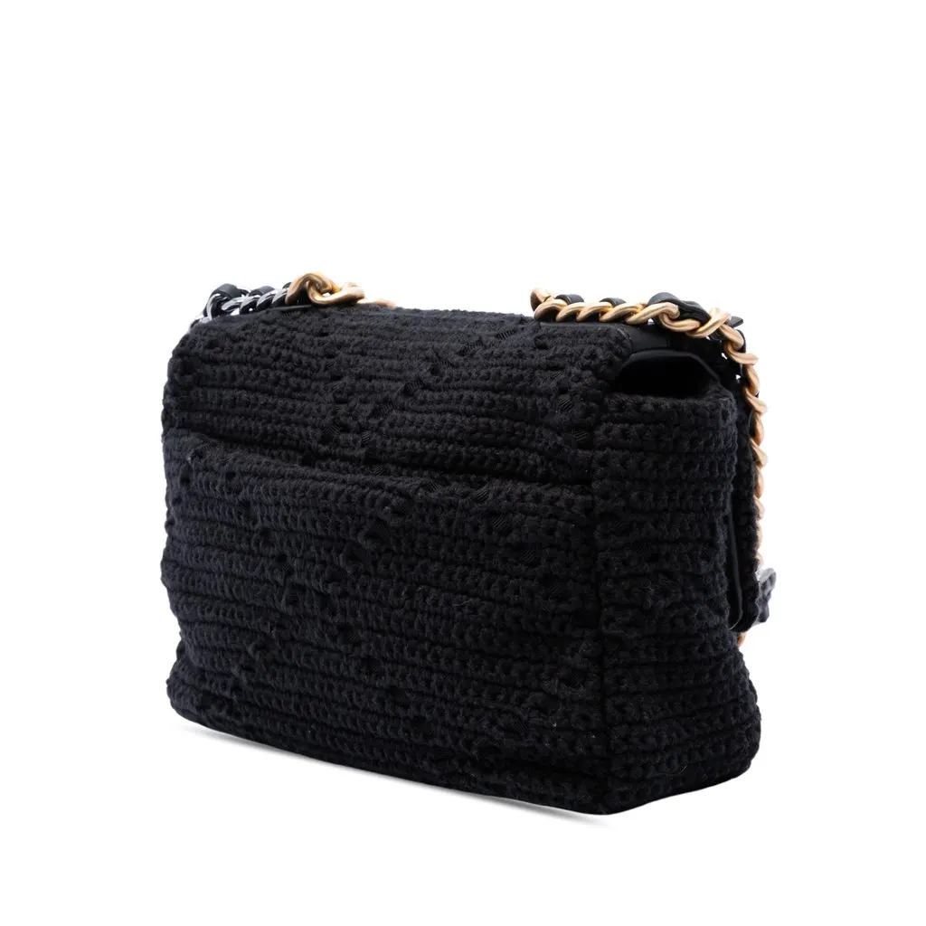 Chanel Medium Crochet 19 Flap Black Very good - Back View