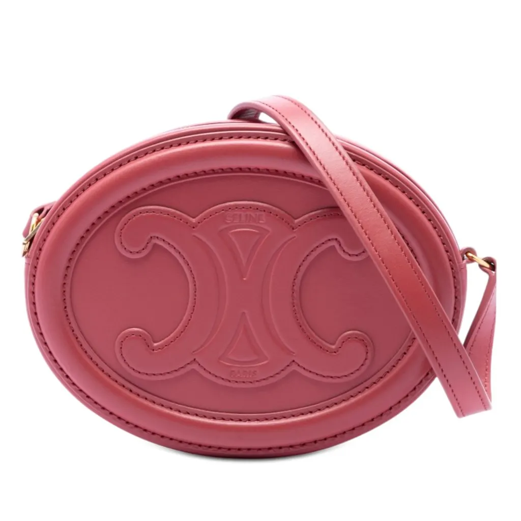 Celine Small Calfskin Cuir Triomphe Oval Crossbody Red Leather Very good - Front View