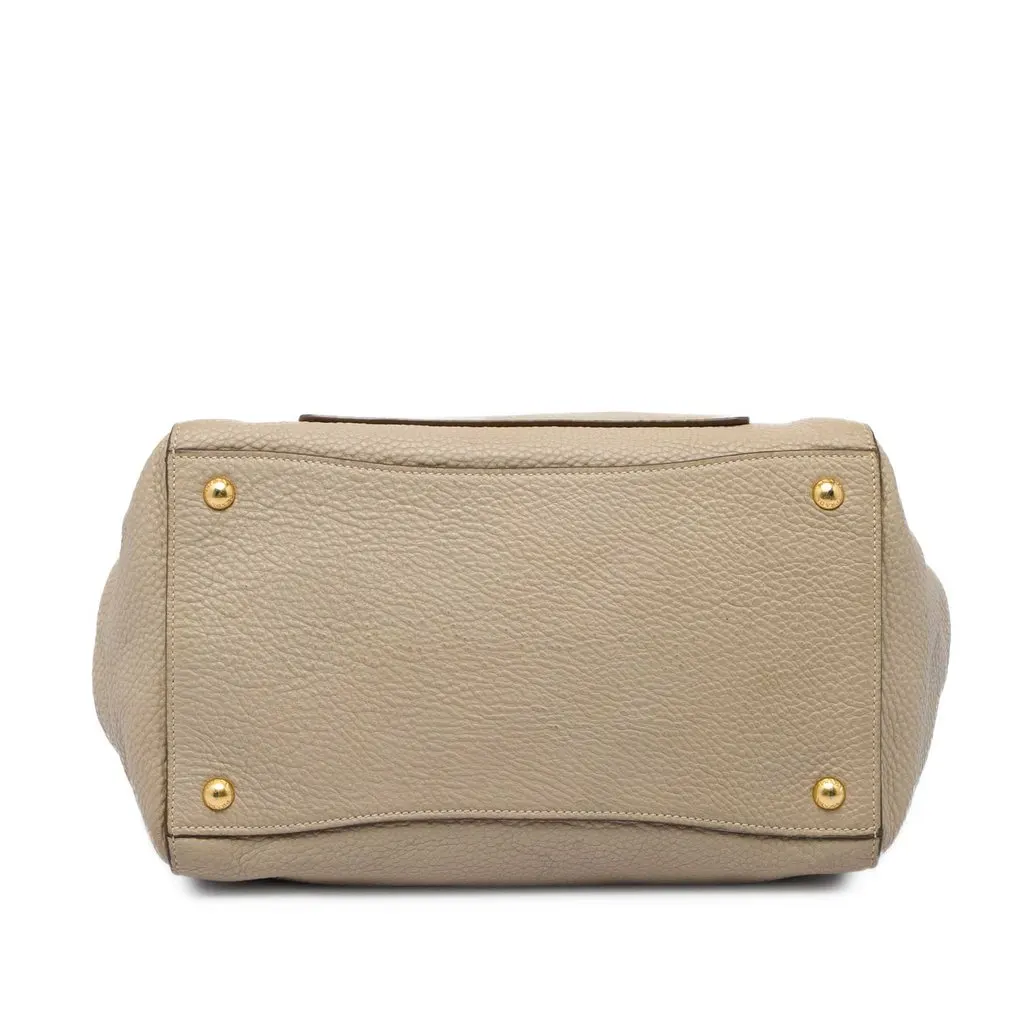 Prada Vitello Daino Front Pocket Open Convertible Tote Beige Leather Very good - Inside View