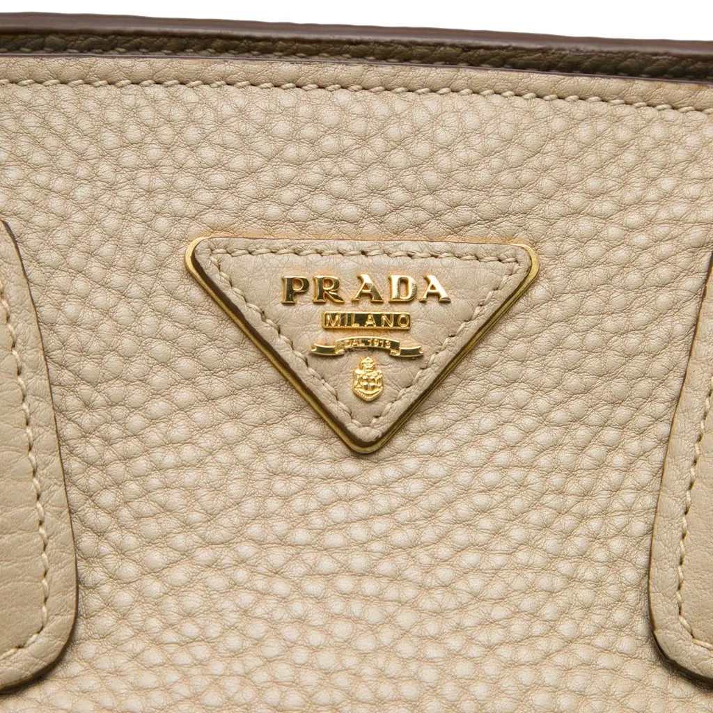 Prada Vitello Daino Front Pocket Open Convertible Tote Beige Leather Very good - Box View