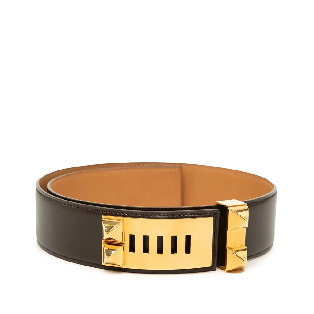Hermès Box Calf Collier de Chien Belt 70 Brown Leather Very good - Front View