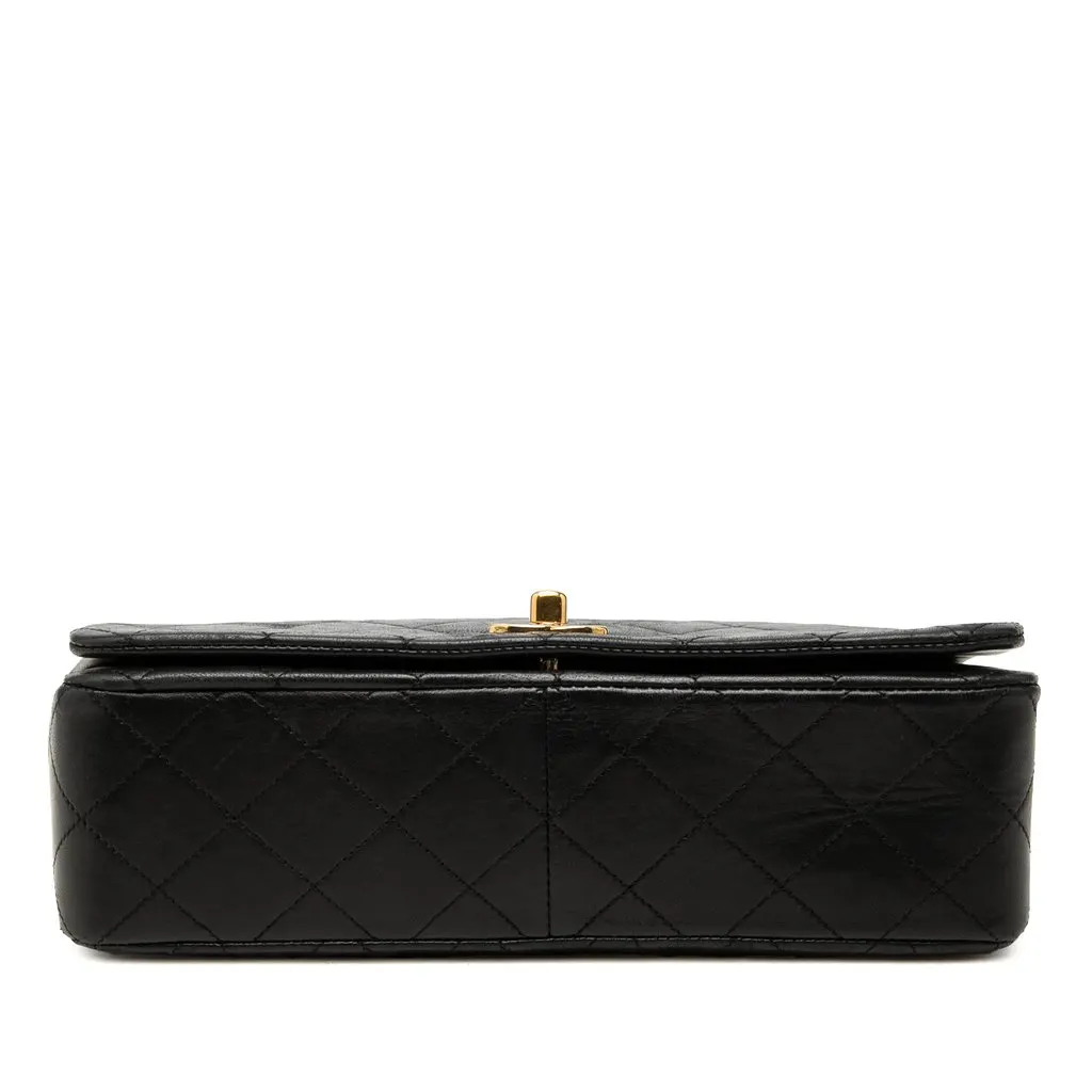 Chanel CC Quilted Lambskin Full Single Flap Black Leather Very good - Inside View