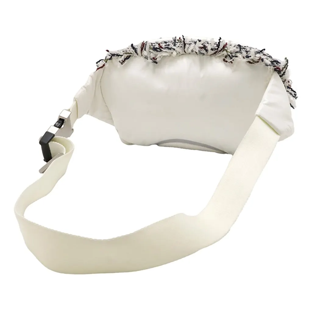 Chanel Embossed Nylon Tweed Doudoune Belt Bag White Very good - Back View