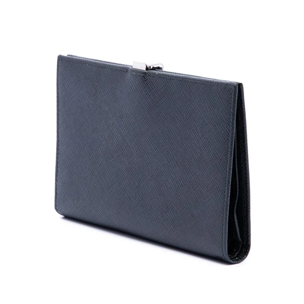 Prada Saffiano Bifold Small Wallet Black Leather Very good - Back View