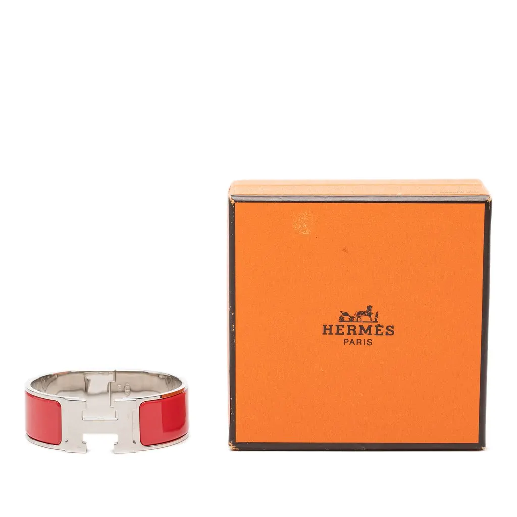 Hermès Wide Enamel Clic Clac H Bracelet PM Red Enamel Very good - Box View