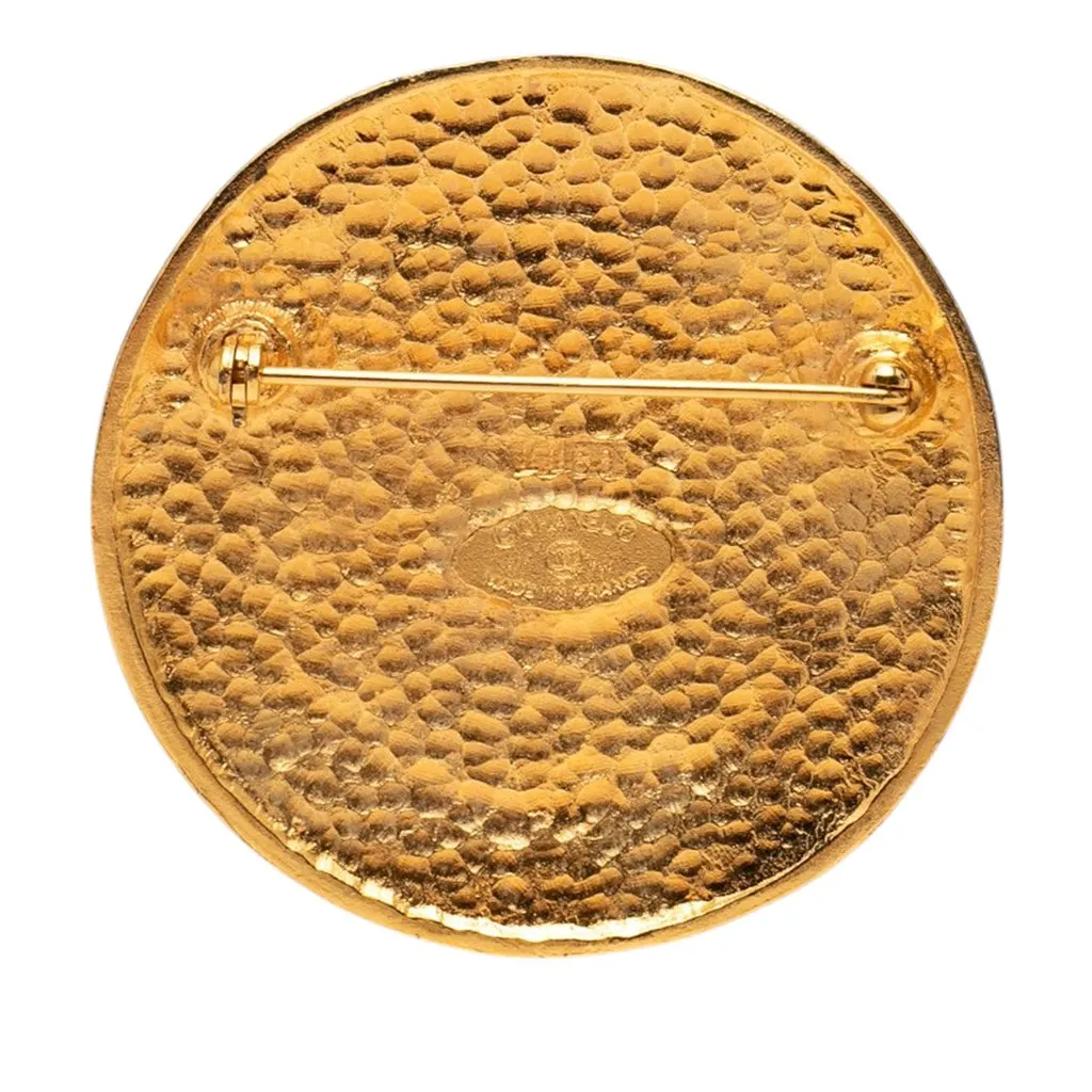 Chanel CC Gold Plated Lion Crest Medallion Brooch Gold Metal Very good - Back View
