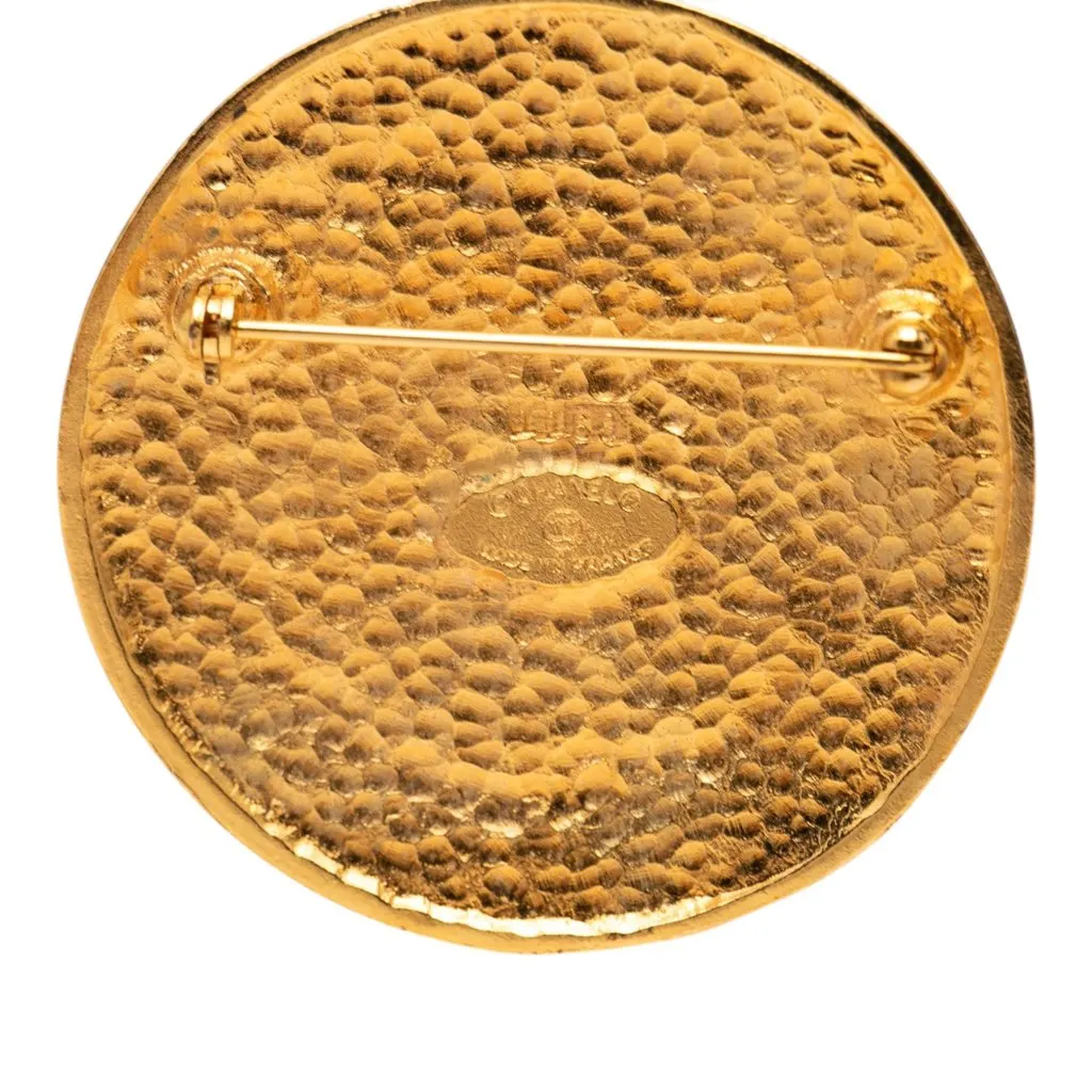 Chanel CC Gold Plated Lion Crest Medallion Brooch Gold Metal Very good - Inside View