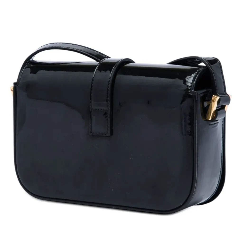 Saint Laurent Small Patent Monogram Universite Crossbody Black Leather Good - Back View