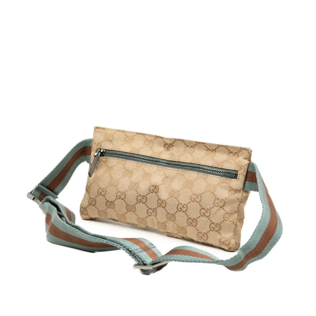 Gucci GG Canvas Web Double Pocket Belt Bag Beige Canvas Very good - Back View