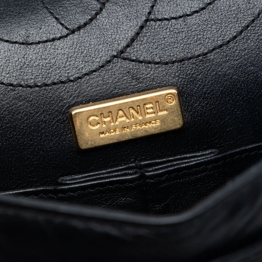 Chanel Quilted Aged Calfskin Reissue 2.55 Lucky Charms Double Flap 225 Black Leather Very good - Box View