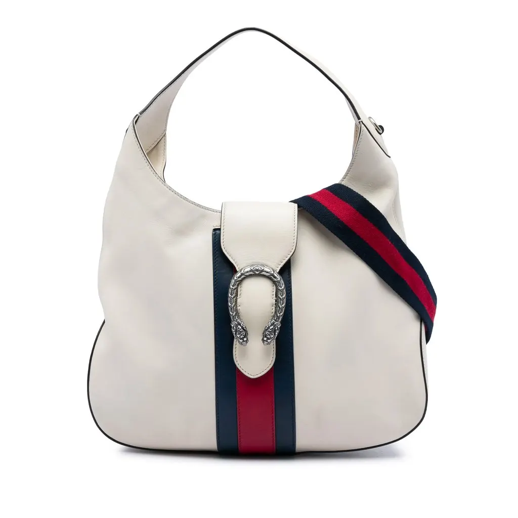 Gucci Calfskin Dionysus Web Satchel White Leather Very good - Front View