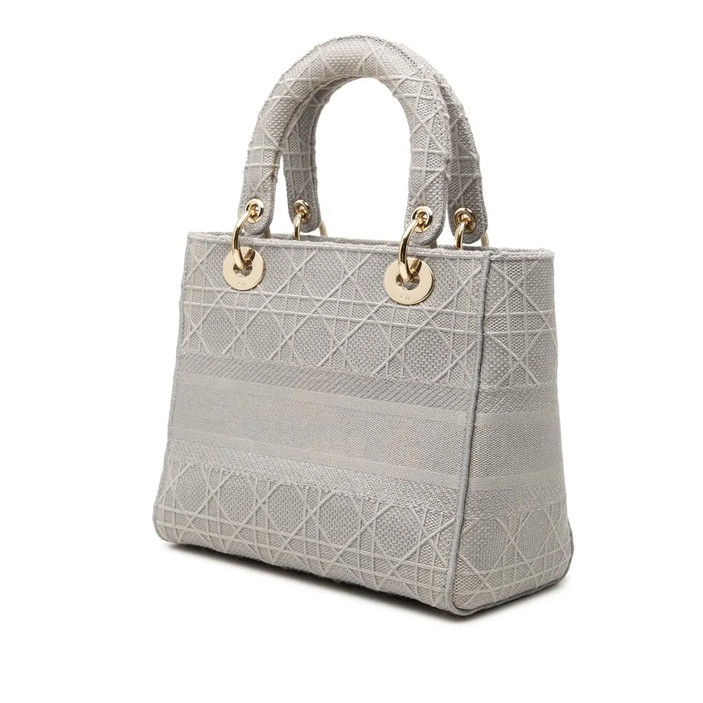 Dior Medium Embroidered Canvas Cannage Lady D Lite MultiColor Very good - Back View