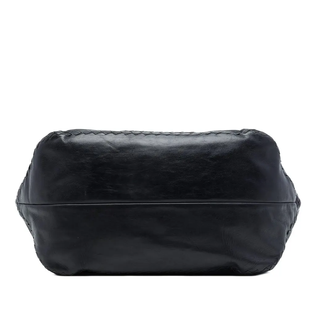 Bottega Veneta Intrecciato Trimmed Nappa Soft Tote Blue Leather Good - Inside View