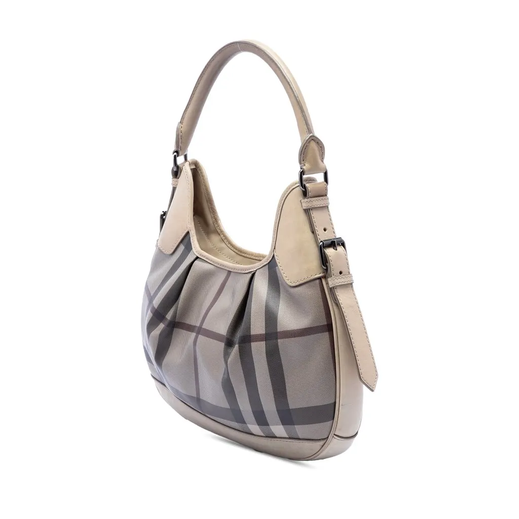 Burberry Smoke Check Coated Canvas Brooklyn Hobo Grey Very good - Back View