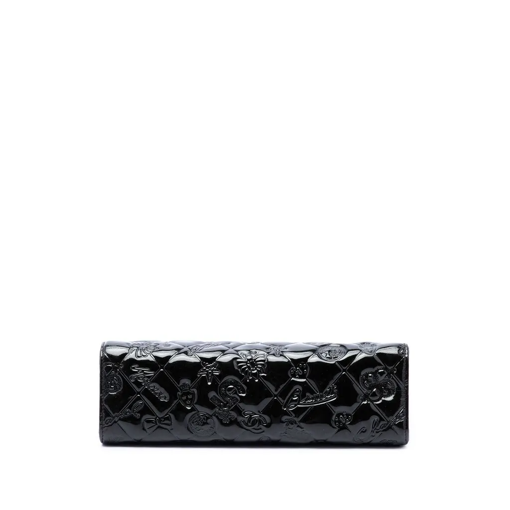 Chanel Quilted Patent Embossed Lucky Symbols Pochette Black Leather Very good - Inside View