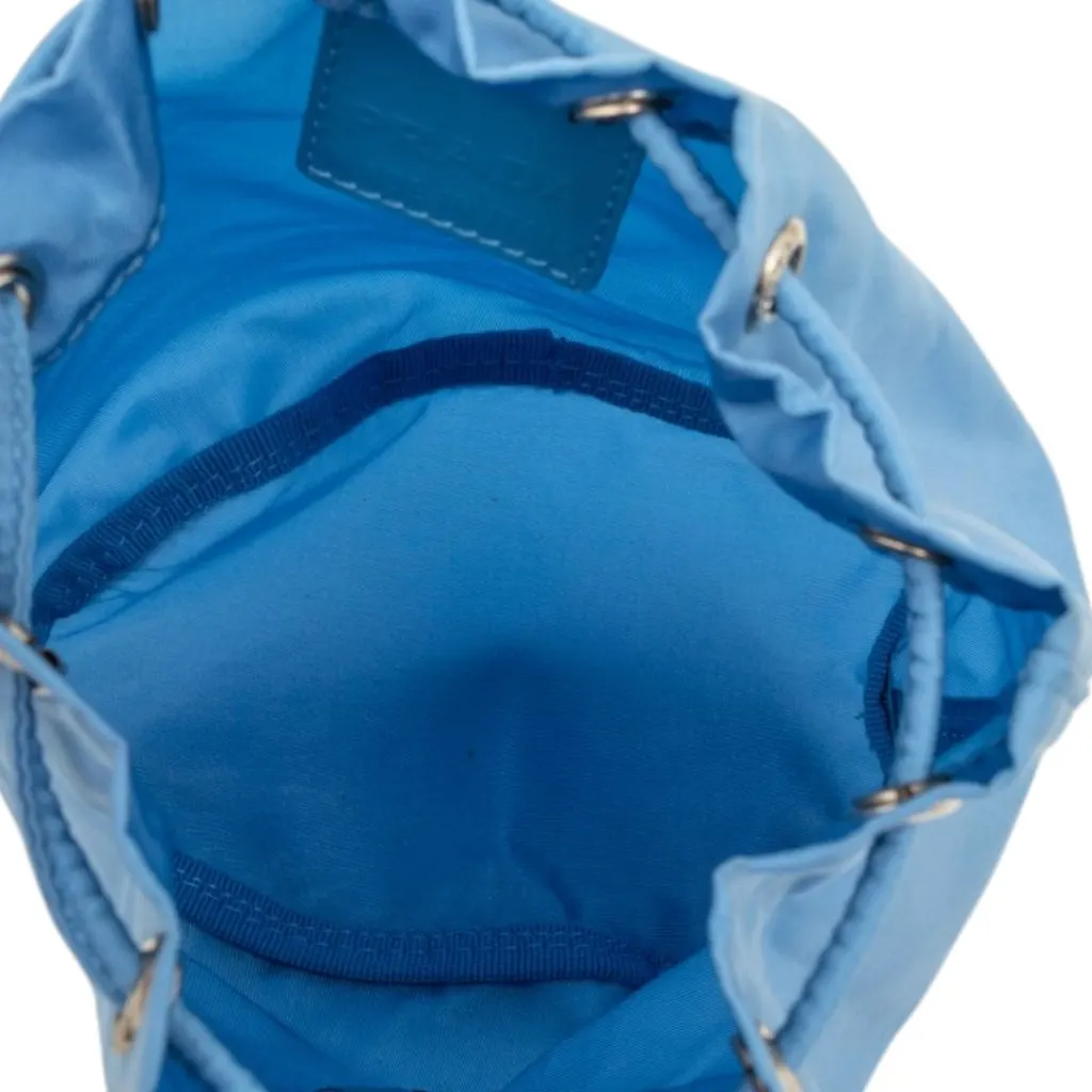 Prada Tessuto Drawstring Pouch Blue Very good - Model View