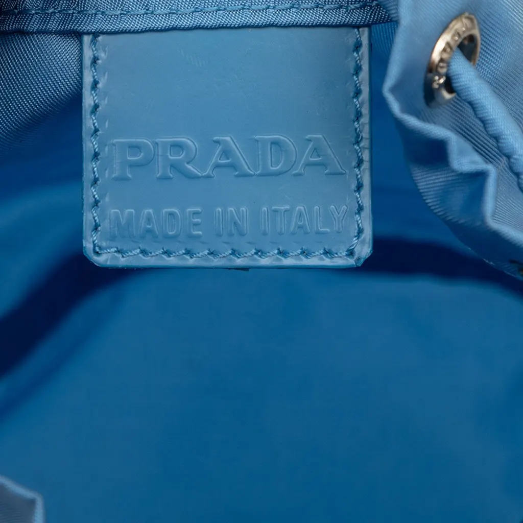 Prada Tessuto Drawstring Pouch Blue Very good - Box View