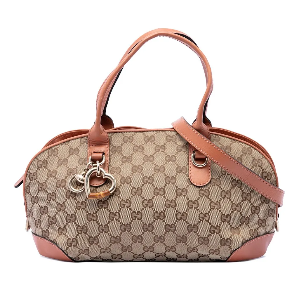 Gucci GG Canvas Heart Bit Satchel Beige Canvas Very good - Front View