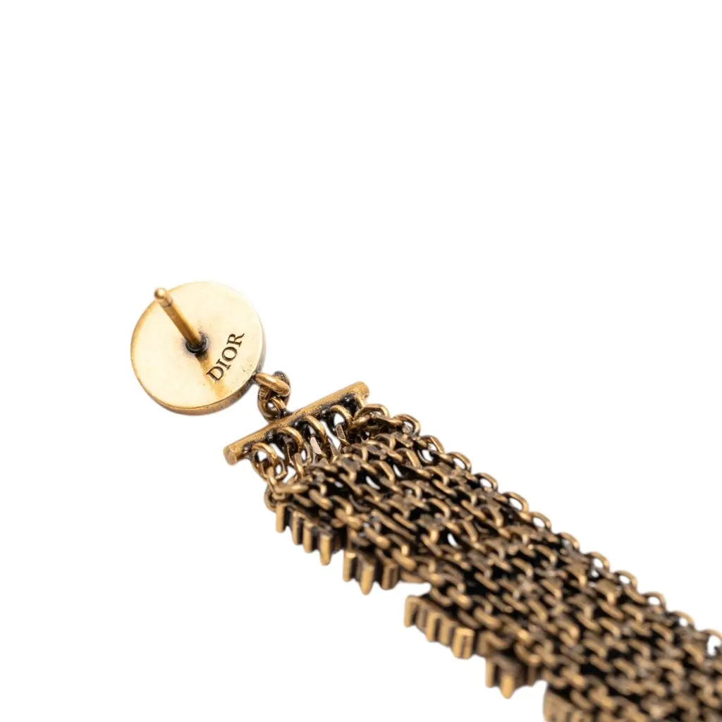 Dior Gold Plated Strass JAdior Drop Push Back Earrings Gold Metal Very good - Inside View