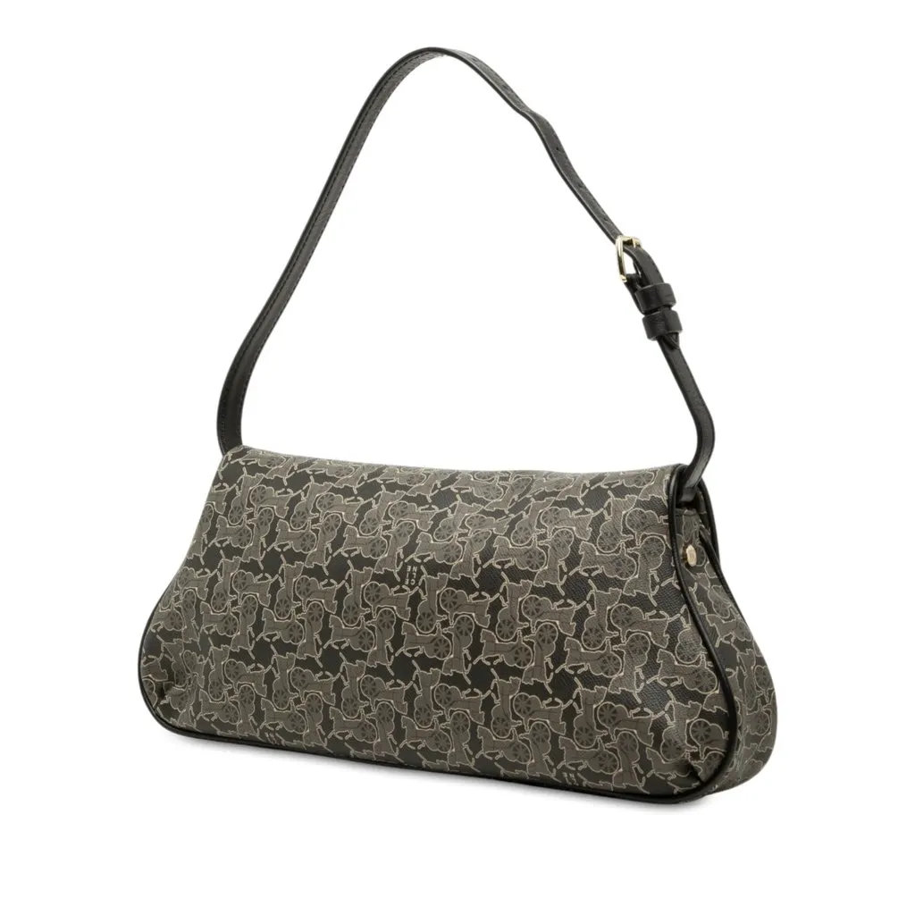 Celine Horse Carriage Coated Canvas Shoulder Bag Black Very good - Back View