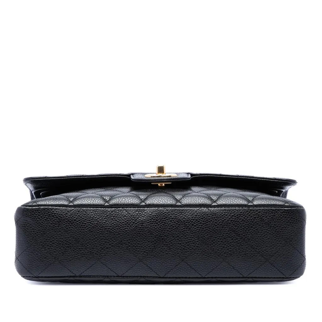 Chanel Medium Classic Caviar Double Flap Black Leather Very good - Inside View