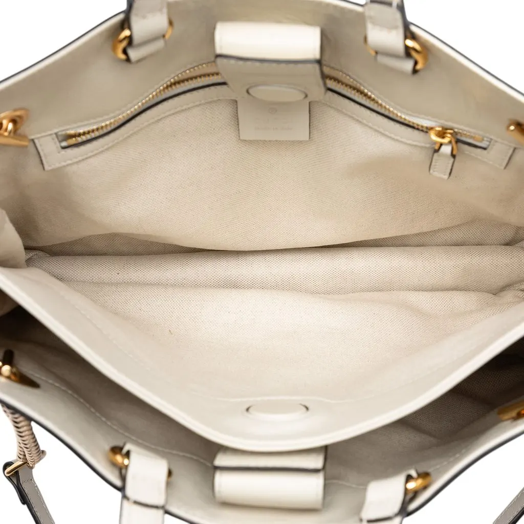 Gucci Medium Calfskin Horsebit 1955 Chain Tote White Leather Very good - Model View