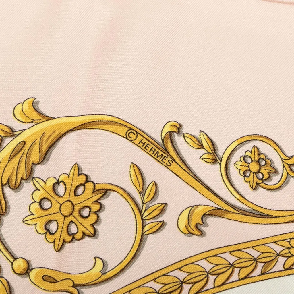 Hermès La Promenade De Longchamps Silk Scarf 90 Pink Silk Good - Model View