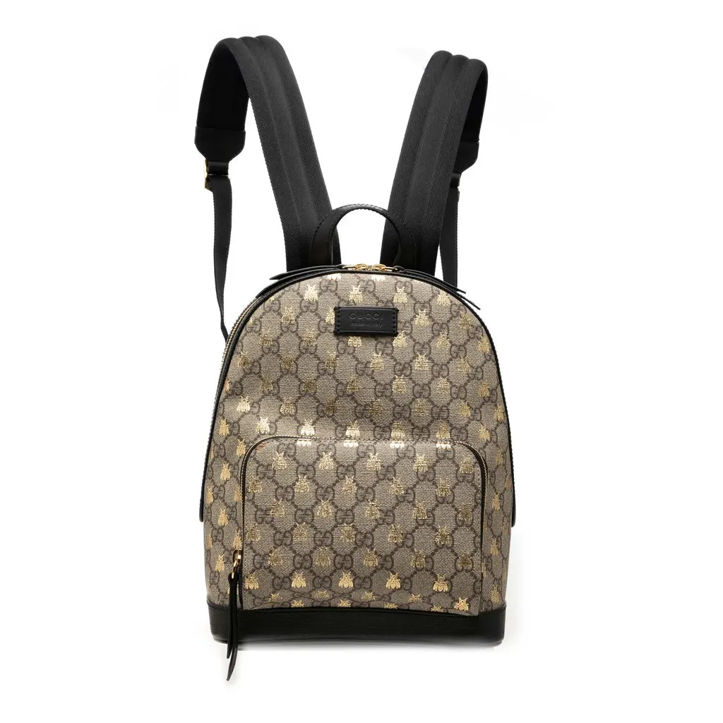 Gucci Small GG Supreme Bee Backpack Beige Very good - Front View