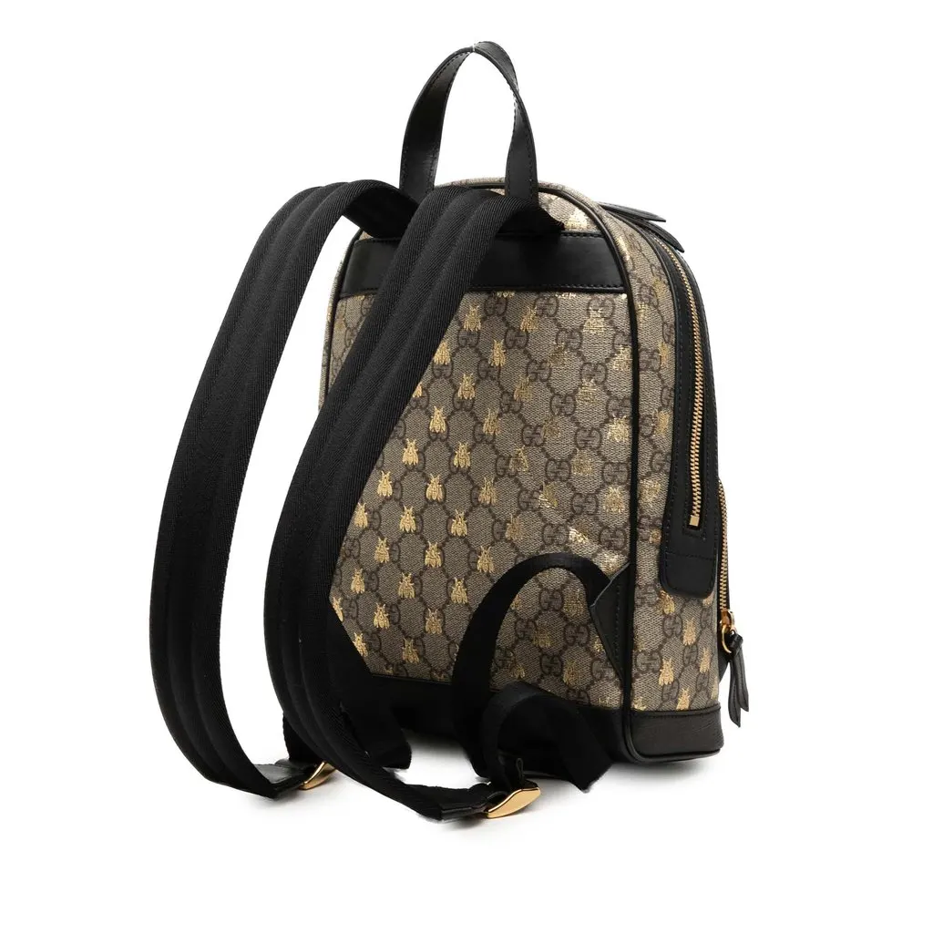 Gucci Small GG Supreme Bee Backpack Beige Very good - Back View