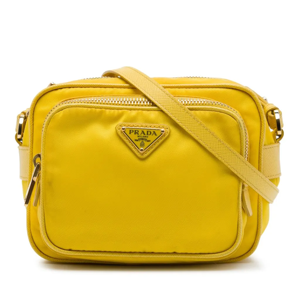 Prada Mini Saffiano Trimmed Tessuto Front Pocket Camera Bag