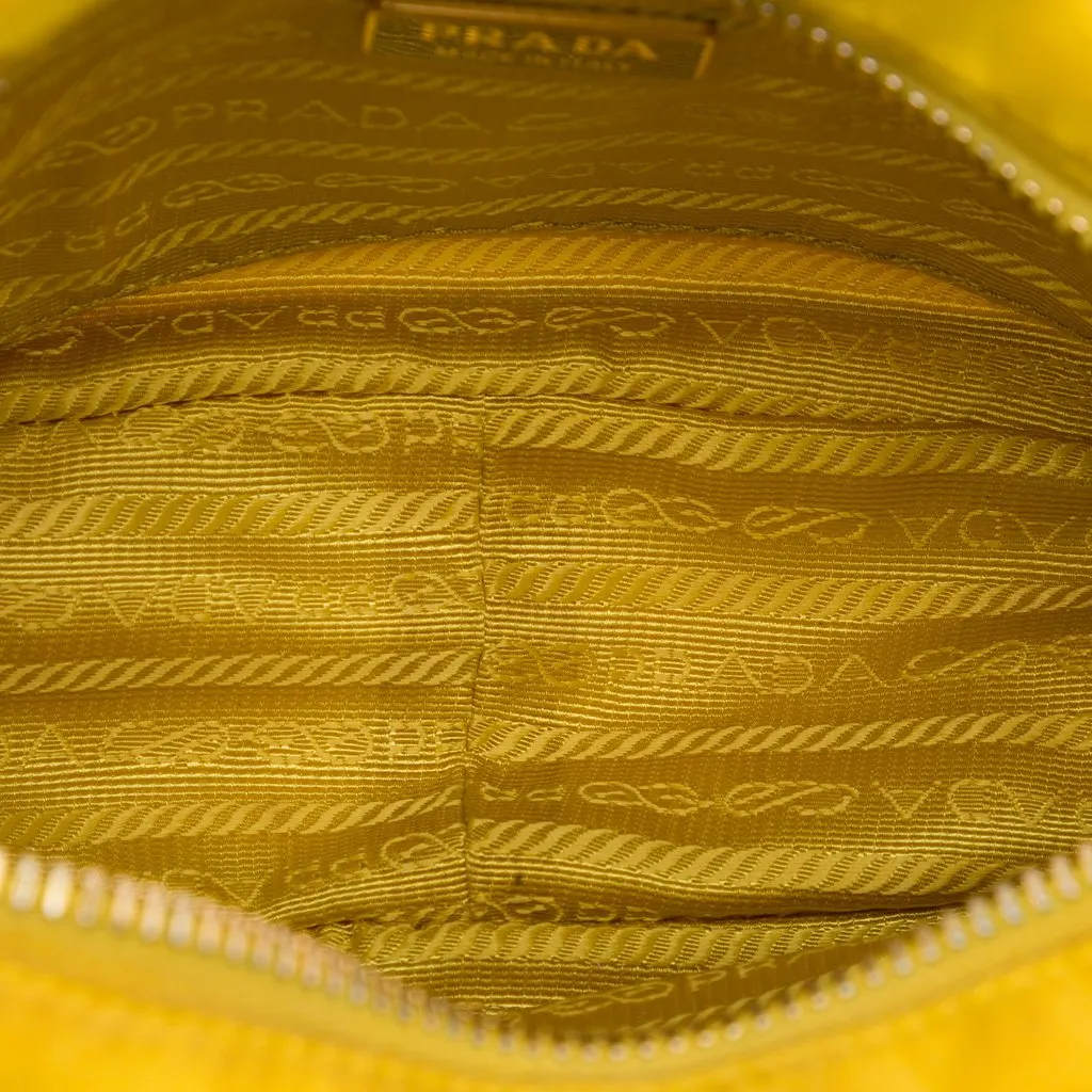 Prada Mini Saffiano Trimmed Tessuto Front Pocket Camera Bag Yellow Polyamide Very good - Model View