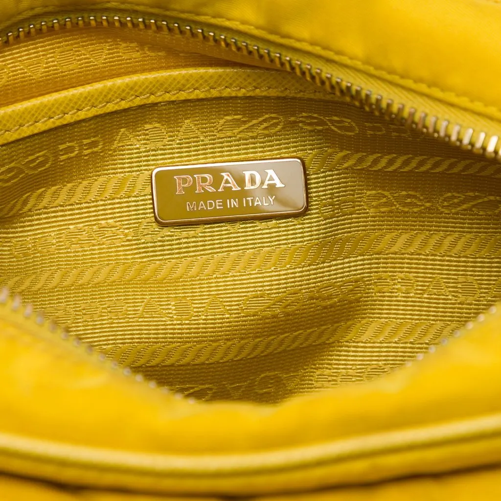 Prada Mini Saffiano Trimmed Tessuto Front Pocket Camera Bag Yellow Polyamide Very good - Box View