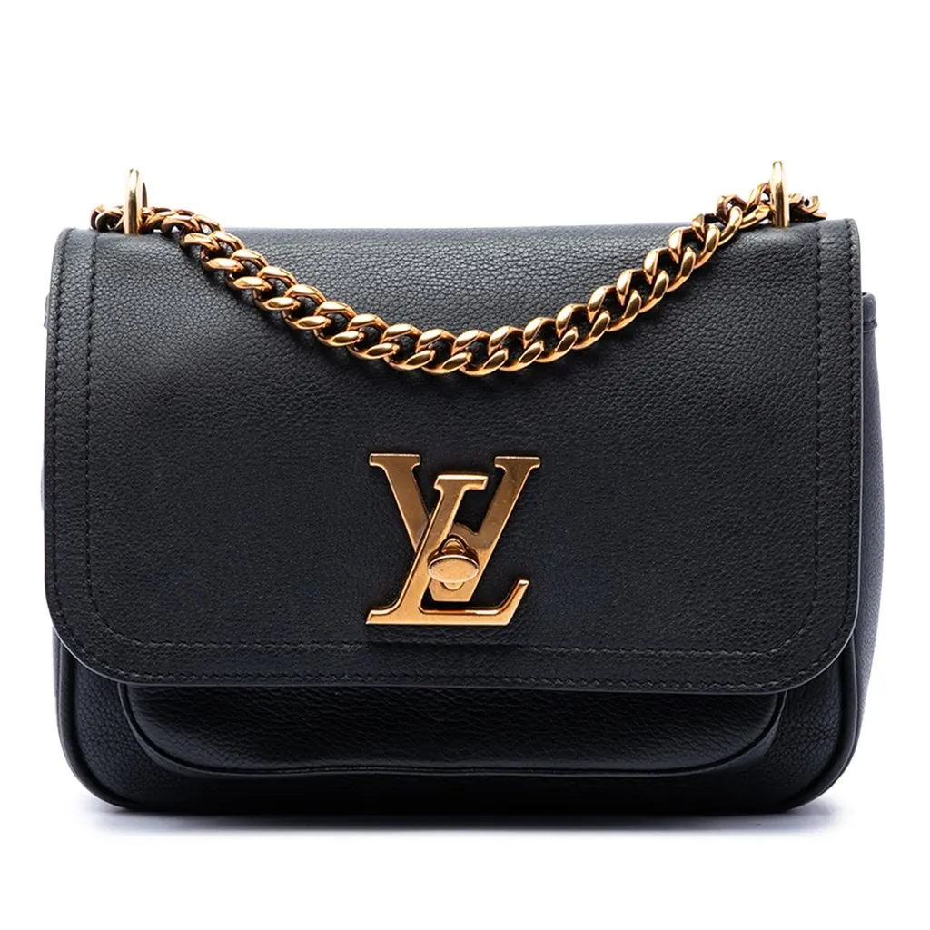 Louis Vuitton Calfskin Lockme Chain Shoulder Bag Black Leather Very good - Front View