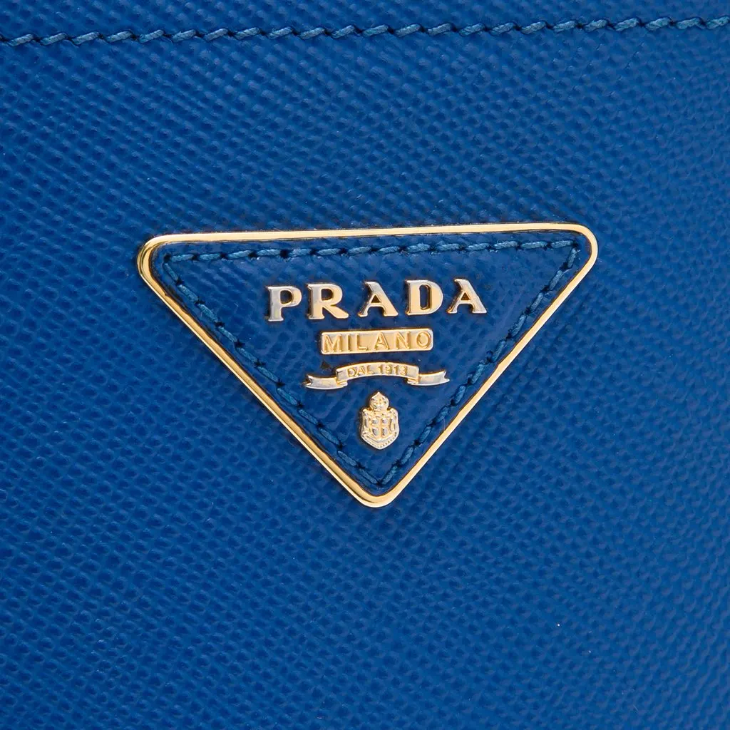 Prada Small Saffiano Cuir Panier Satchel Blue Leather Very good - Box View