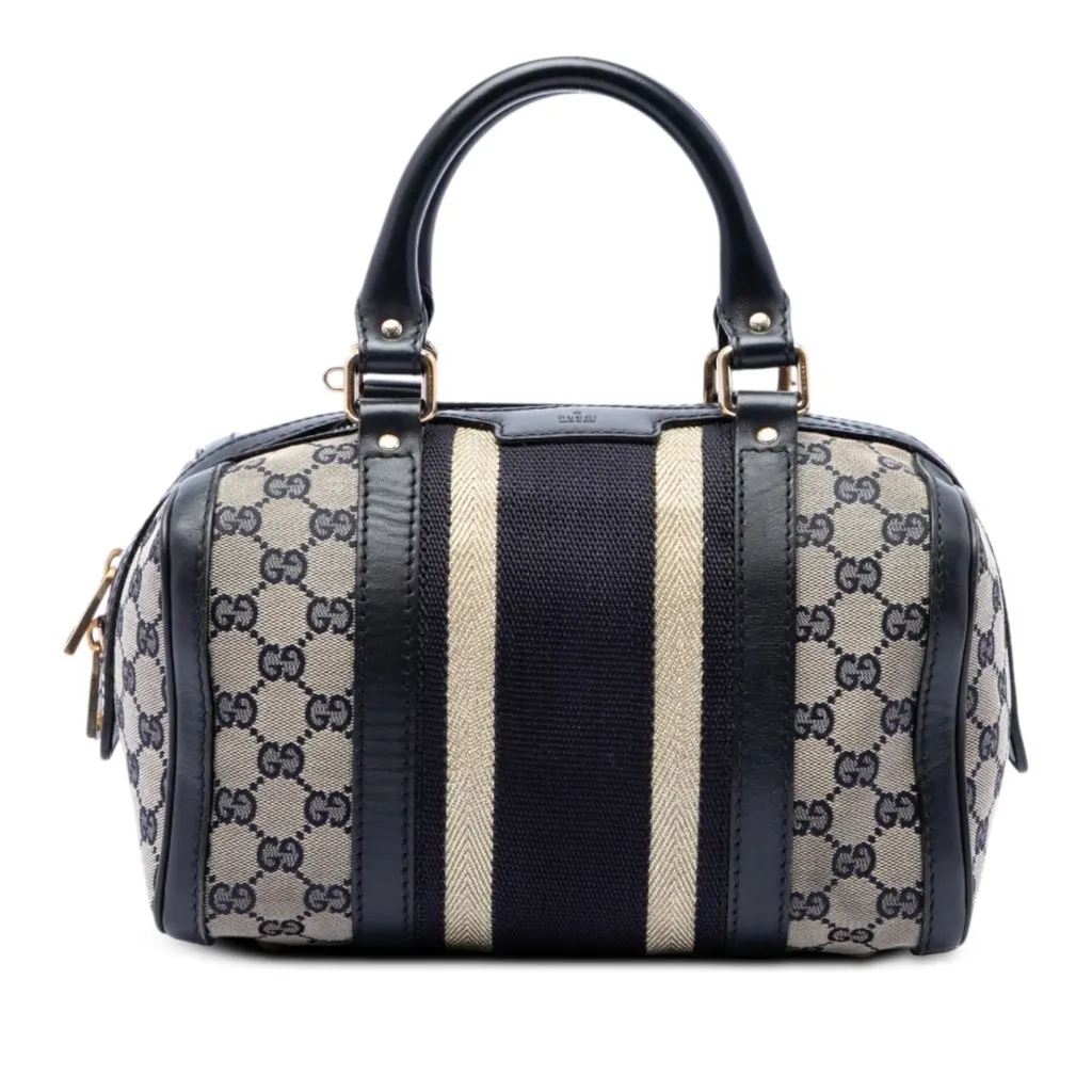 Gucci Small GG Canvas Web Joy Boston Bag Beige Very good - Front View