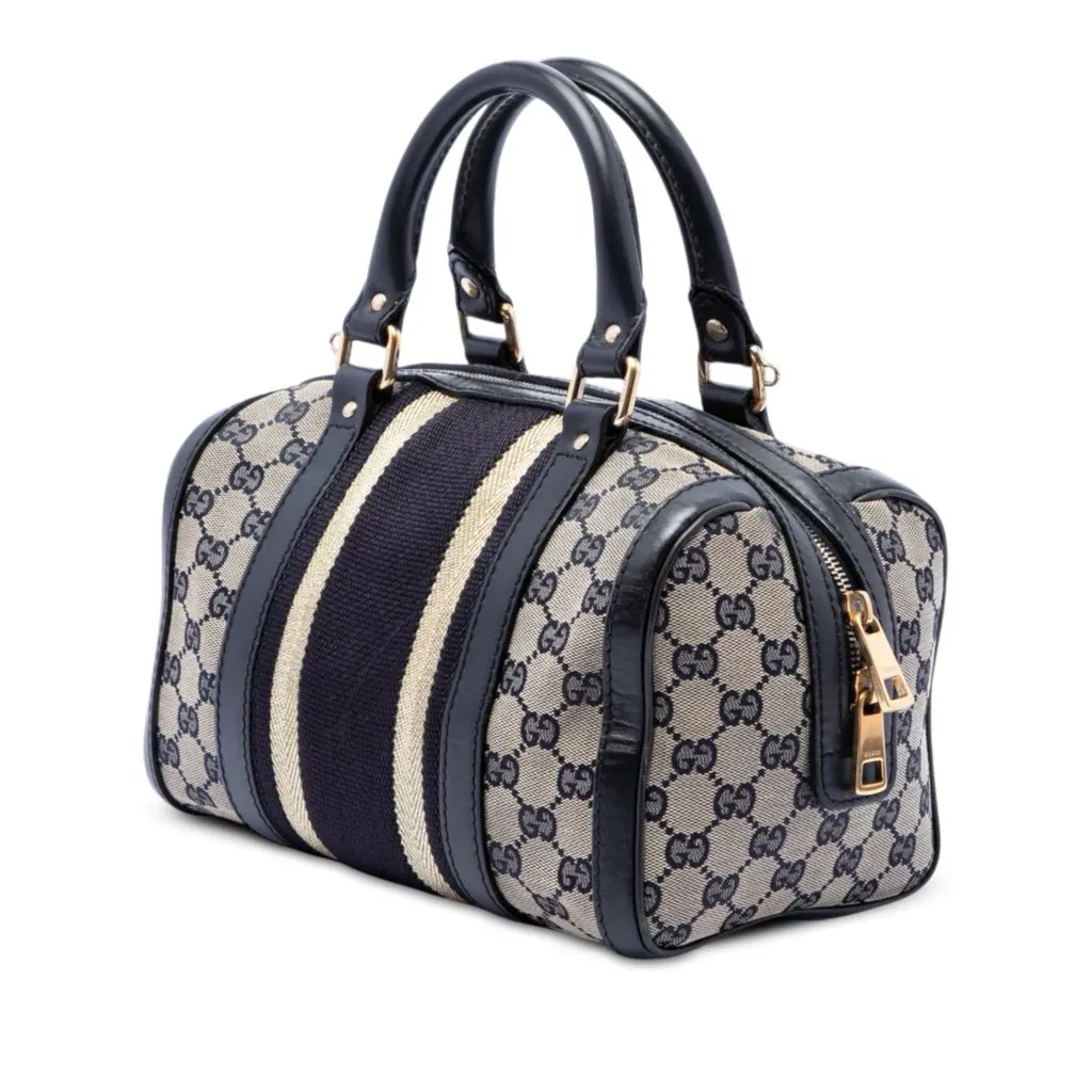 Gucci Small GG Canvas Web Joy Boston Bag Beige Very good - Back View