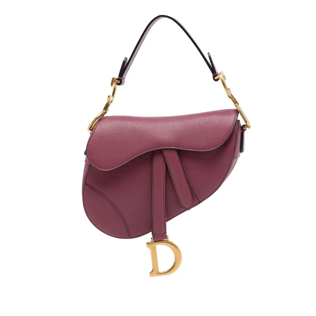 Dior Mini Goatskin Saddle Bag Pink Leather Very good - Front View