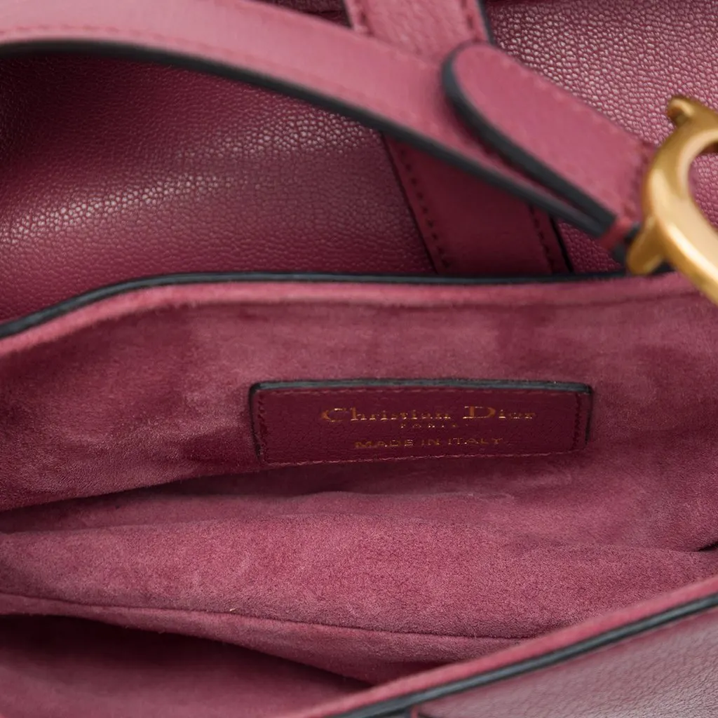 Dior Mini Goatskin Saddle Bag Pink Leather Very good - Model View