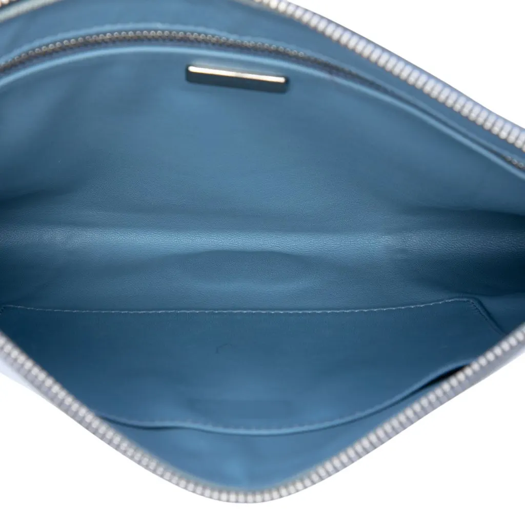 Prada Tricolor Saffiano Clutch Blue Leather Very good - Model View