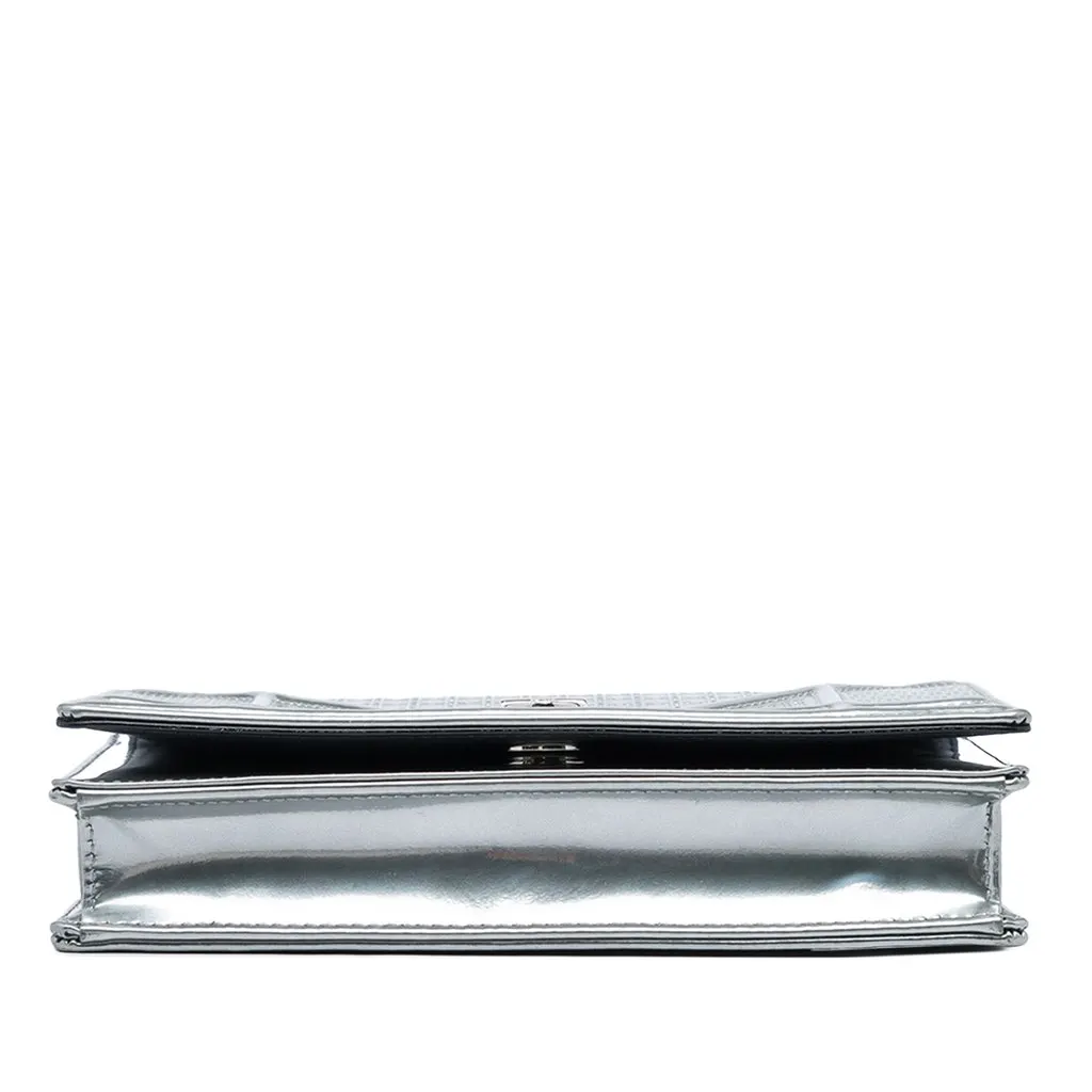 Dior Metallic Patent Microcannage Diorama Wallet on Chain Silver Leather Good - Inside View