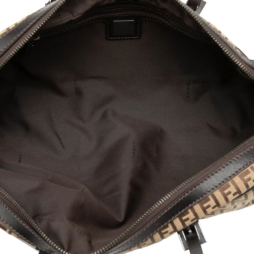 Fendi Zucchino Canvas Handbag Beige Good - Model View