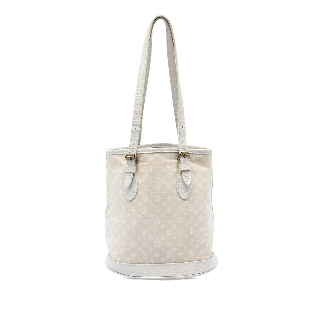 Louis Vuitton Monogram Mini Lin Bucket PM Beige Very good - Front View