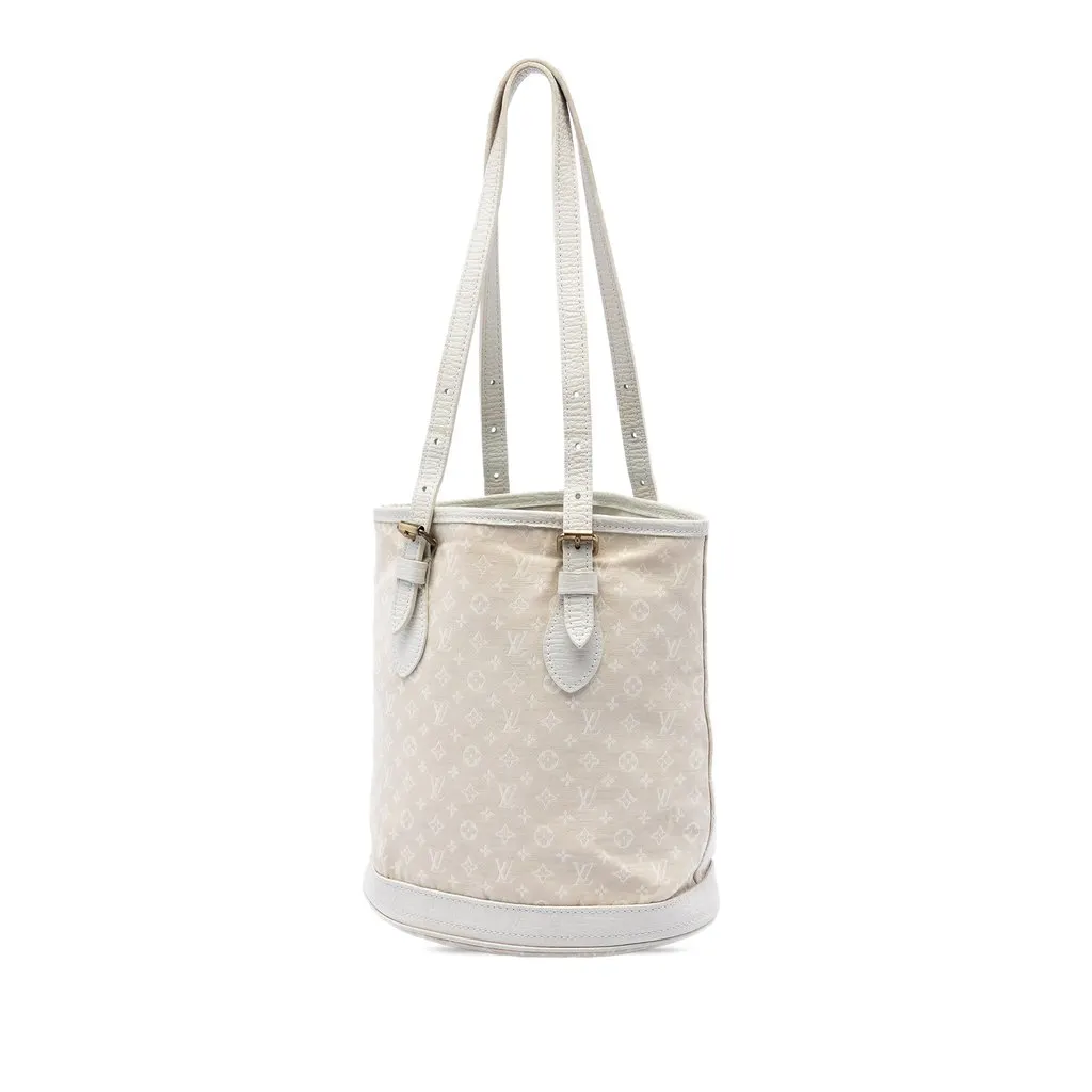 Louis Vuitton Monogram Mini Lin Bucket PM Beige Very good - Back View